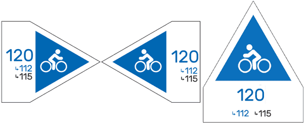 Триъгълници за маркиране на отсечка 120, водеща към отсечки 112 и 115